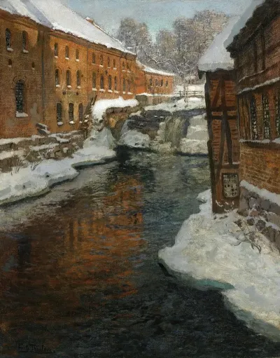 Fra Akerselven The Akerselven River In The Snow