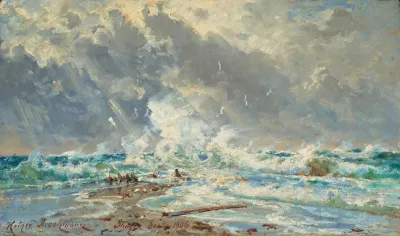 Fra Skagen Hvor Skagerak Og Kattegat Modes Pa Grenen From Skagen Where Skagerak And Kattegat Meet At Grenen