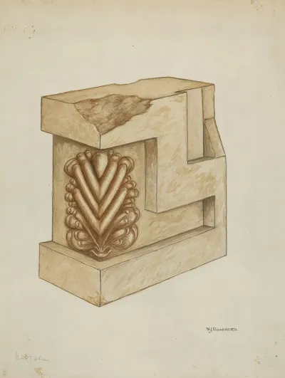 Fragment From Original Architrave Of Mission Church Facade