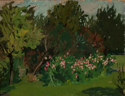 Fragment Of A Garden With Pink Flowers