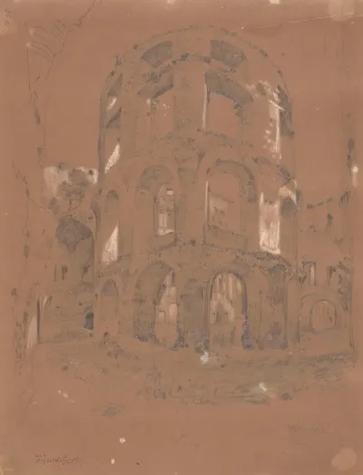 Fragment Of The Ossolinski Castle Tower Ruins In Ujazd