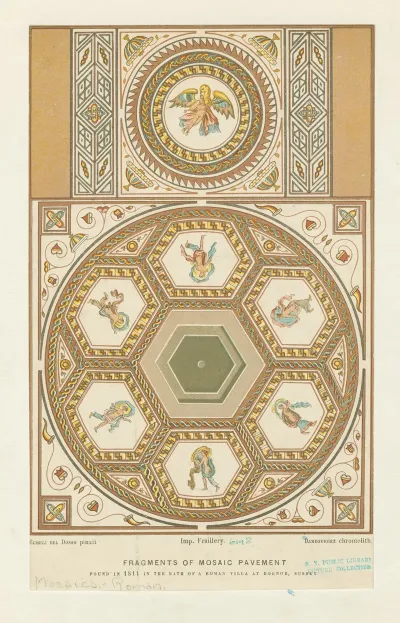 Fragments Of Mosaic Pavement Found In 1811 In The Bath Of A Roman Villa At Bognor Bignor Sussex