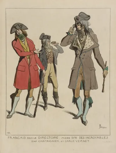 Francais Sous Le Directoire Mode Dite Des Incroyables Dapres Chataignier Et Carle Vernet