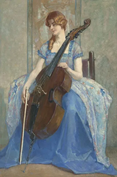 Francesca The Artists Daughter And Her Viola Da Gamba