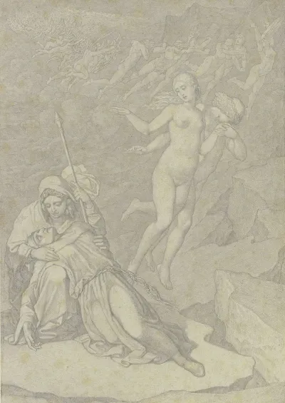 Francesca Und Paolo Gemeinsam Im Zweiten Hollenkreis Schwebend Links Der Klagende Dante Von Vergil Getrostet