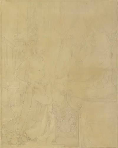 Franz Brentano Mit Dem Heiligen Franziskus In Verehrung Vor Der Madonna