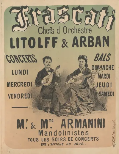 Frascati 49 Rue Vivienne Chef Dorchestre Litolff Et Arban Concerts Bals Mr Et Mme Armanini Mandolinistes