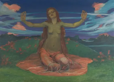 Frau Auf Wiese Erwachen