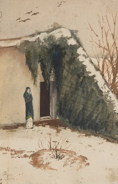 Frau Im Innenhof