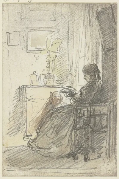 Frau Mit Einem Buch Am Fenster Sitzend