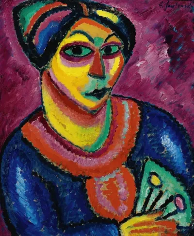 Frau Mit Grunem Facher Woman With A Green Fan