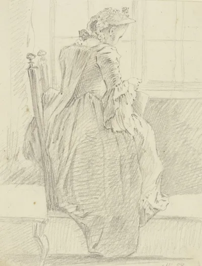 Frau Mit Handarbeit Am Fenster