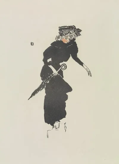 Frau Mit Regenschirm Femme Au Parapluie