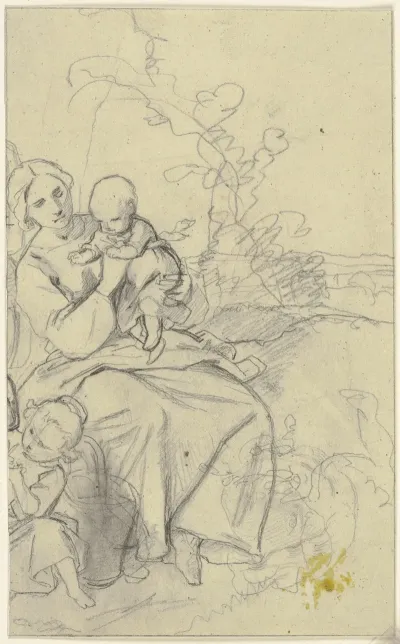 Frau Von Kindern Umgeben Fragment