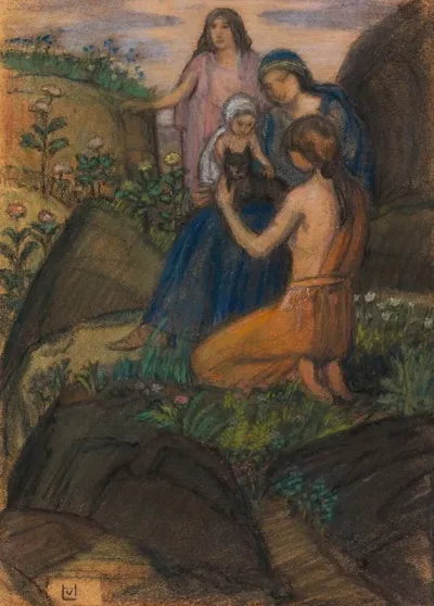 Frauen Mit Kind In Arkadischer Landschaft