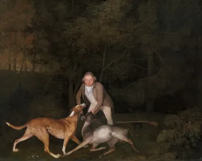 Freeman The Earl Of Clarendons Gamekeeper With A Dying Doe And Hound