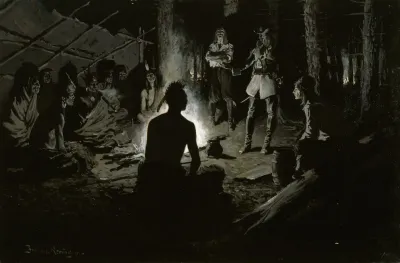 French Explorers Council With The Indians
