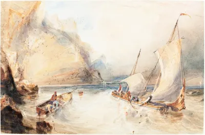 French Fishing Boats Off A Rocky Coast