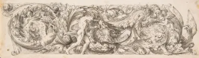 Frieze With Acanthus Scrolls And A Man Fighting A Lion