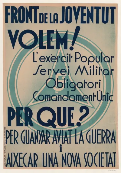 Front De La Joventut Volem Lexercit Popular Servei Militar Obligatori Comandament Unic