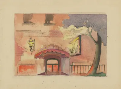 Front Door Of Establishment With Insect Sign In Pink Sunset Hues