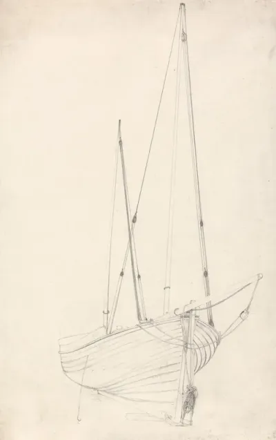 Front View Of A Vessel With Masts
