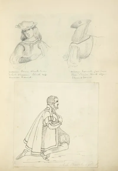 Front View Of Young Man In Hat Back View Of Young Man In Hat Man Kneeling In Cape And Breeches