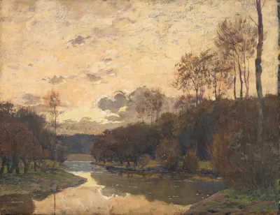 Fruhlingslandschaft In Abendstimmung