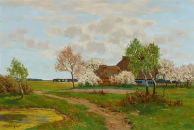 Fruhsommerliche Landschaft Mit Bauernkaten Bei Ahrenshoop