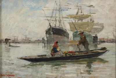 Fruit Barge In Venice Sketch