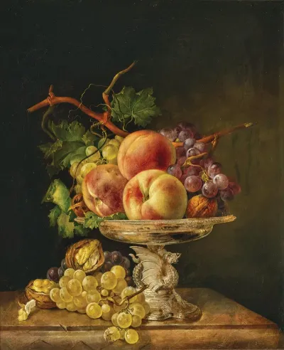 Fruit Still Life In A Silver Centrepiece Bowl