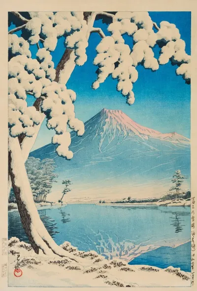 Fuji No Yukibare Tagonoura Clearing After A Snowfall On Mount Fuji Tagonoura Beach
