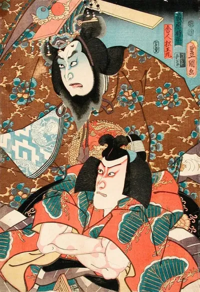 Fujiwara No Tokihira And Toneri Matsuomaru From The Play Sugawara Denju Tenarai Kagami