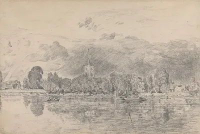 Fulham Church From Across The River