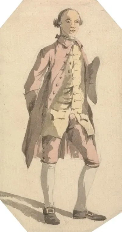 Full Length Man With Tricorn Hat Under Left Arm