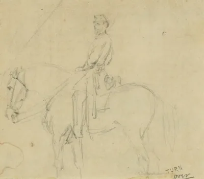 Full Length Portrait Of Soldier On Horse