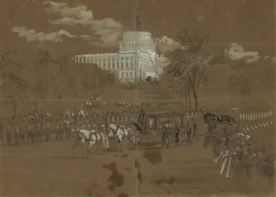 Funeral Of Col Vosburgh The Hearse Approaching The R R Depot
