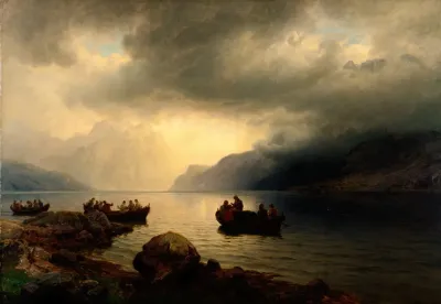Funeral Procession On The Sogne Fjord