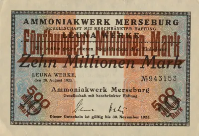 Funfhundert Millionen Mark Notgeldschein