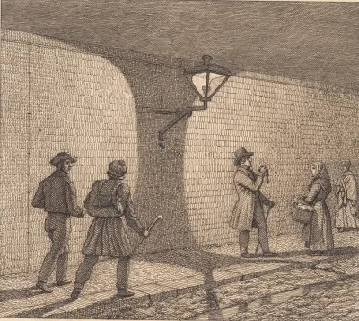 Gadescene Ved Lygteskin Illustration Til Linearperspectiven Tavle Viii