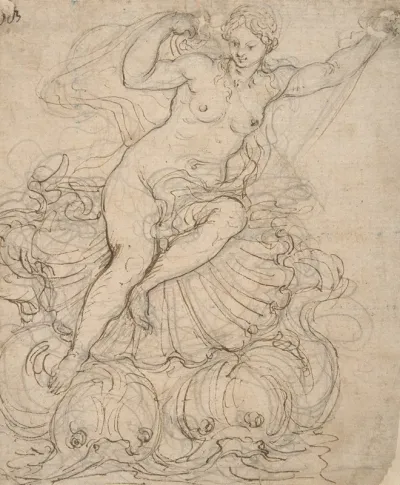Galatea On Her Chariot Drawn By Dolphins