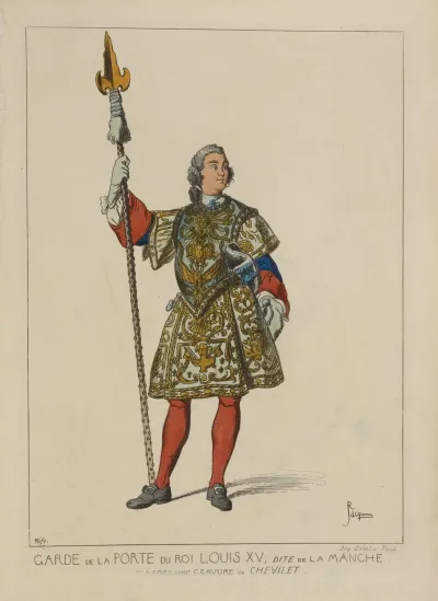 Garde De La Porte Du Roi Louis Xv Dite De La Manche Dapres Une Gravure De Chevilet
