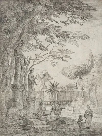 Garden Scene With Two Statues Garden Of The Villa Medici