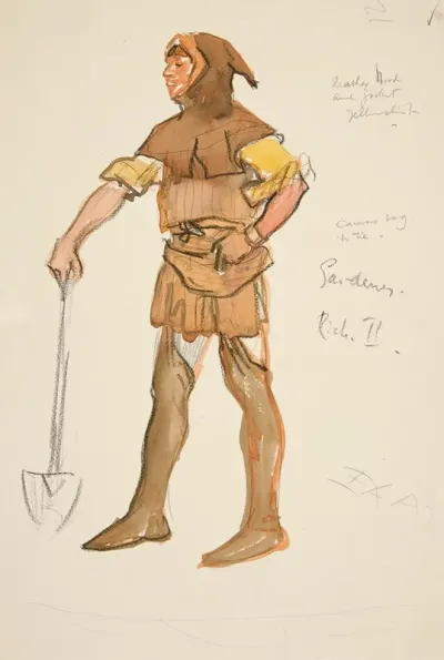 Gardener Costume Sketch For Henry Irvings 1898 Planned Production Of Richard Ii