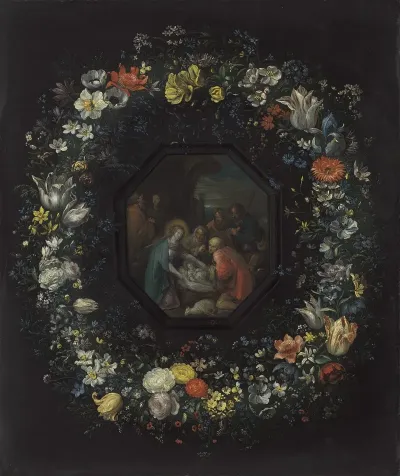 Garland Of Flowers With Adoration Of The Shepherds 2