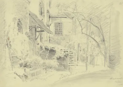 Garten An Der Kirche Links Eine Gieskanne