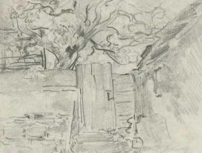 Gartenpfortchen Mit Baum Dahinter