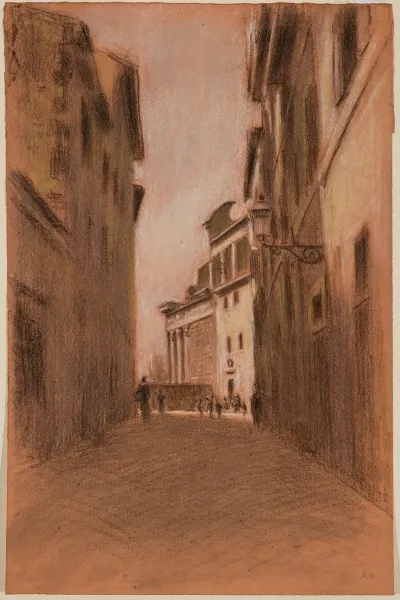 Gasse In Rom Mit Blick Auf Den Faustinatempel