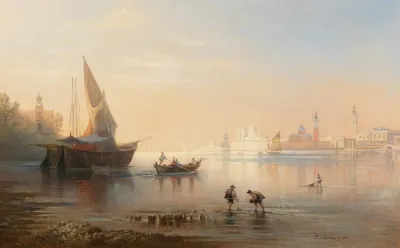 Gathering Mussels In The Venetian Lagoon