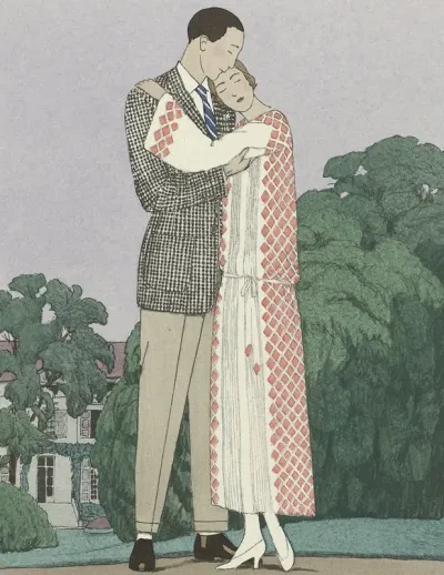 Gazette Du Bon Ton 1922 No 6 Pl 43 La Caline Robe De Doeuillet Veston De Larsen